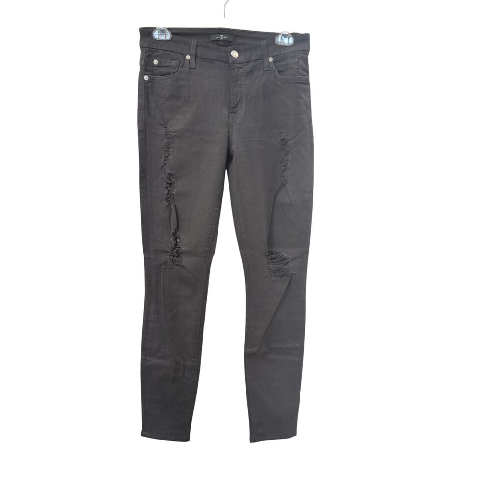 7 For All Mankind Black & Gray Pleather Jeans Dress | Size 27